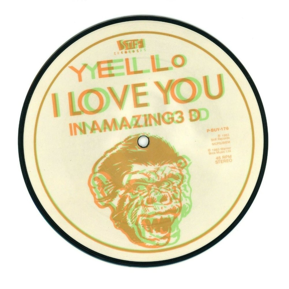 Yello I Love You In Amazing 3D 7" 45 RPM Single Sided Record 1983 Warner Bros